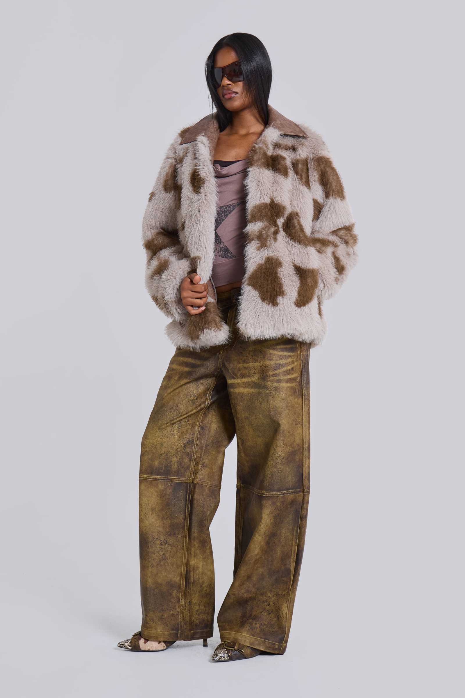 Lorax Cow Faux Fur Jacket | Jaded London | Clothing