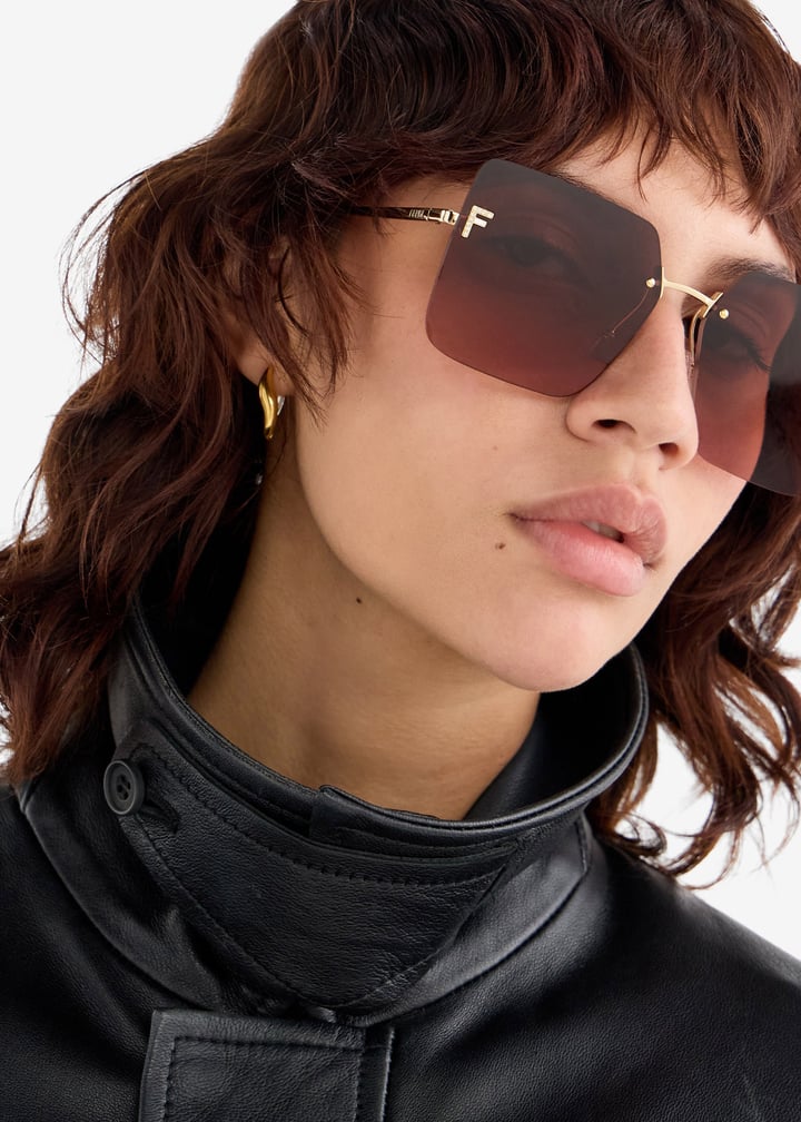 FENDI Fendi First Crystal square sunglasses for Women - Gold in
