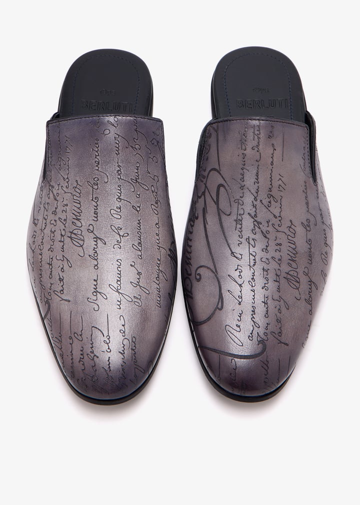 Berluti Cyrus Oman leather slippers for Men - Grey in UAE | Level