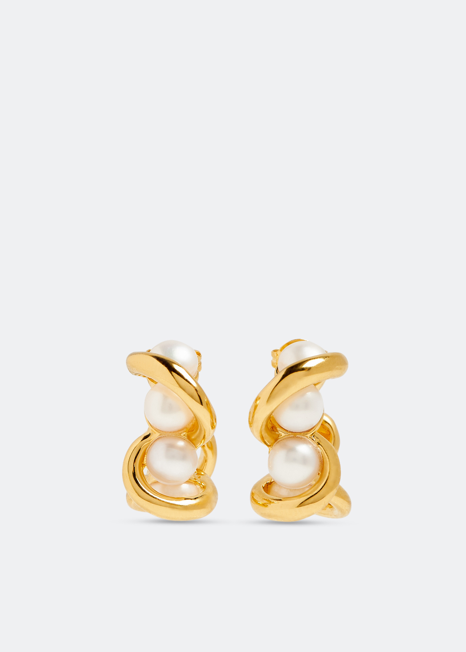 Missoma Molten pearl twisted mini double hoop earrings for Women