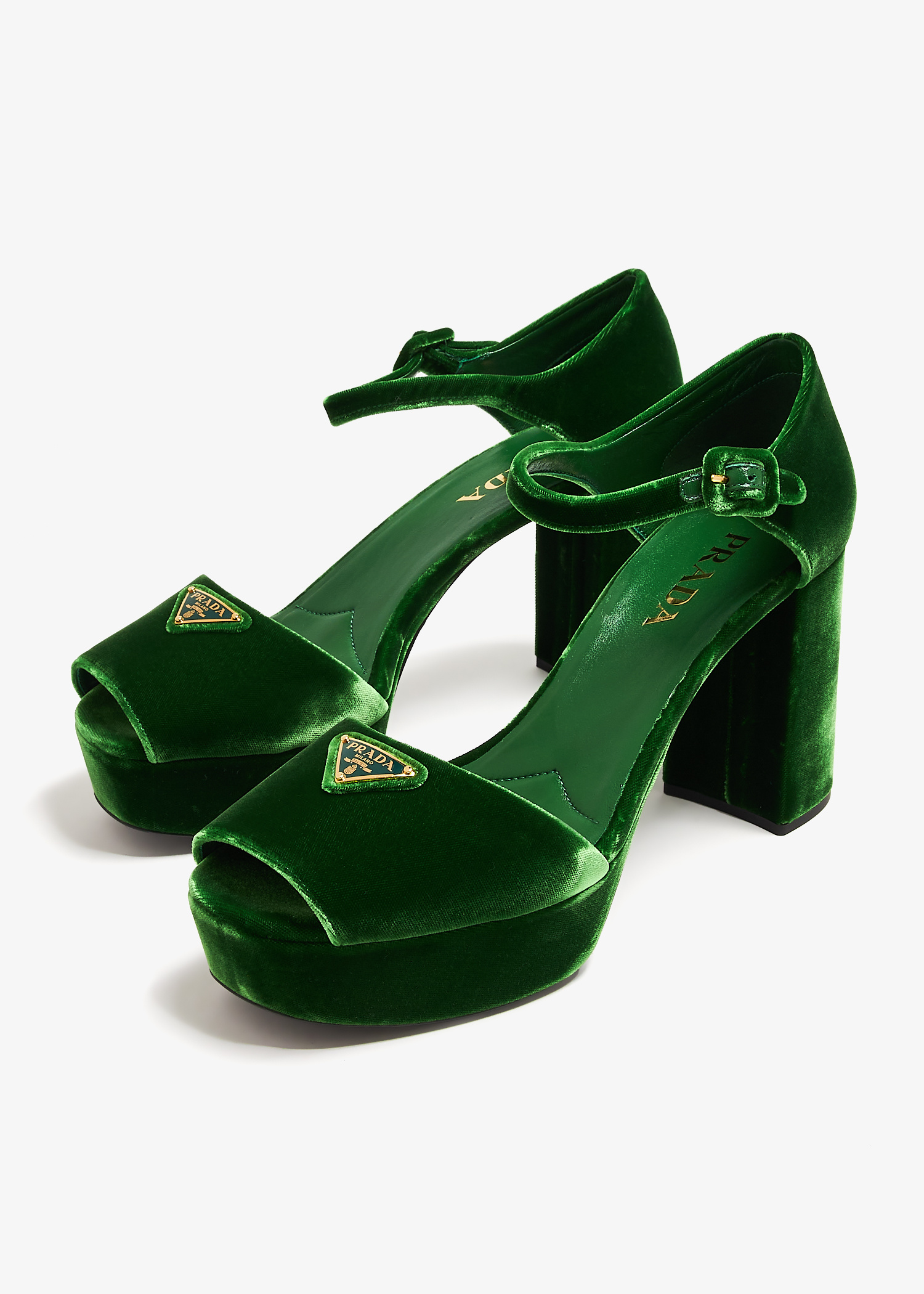Prada Velvet platform sandals for Women - Green in Oman | Level Shoes