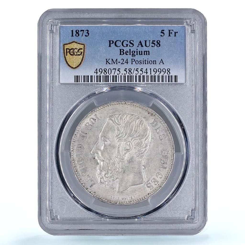 PCGS-AU50 ベルギー王国 20フラン 1865 レオポルド1世 金貨 ベルギー