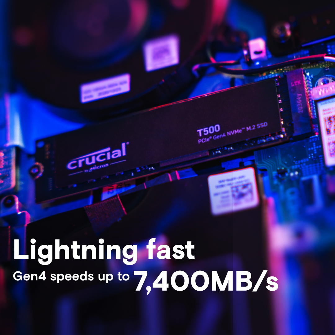 Crucial T500 1TB PCIe Gen4 NVMe M.2 SSD | CT1000T500SSD8 | crucial.com
