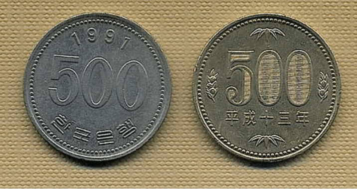 あなたの財布に旧500円硬貨にそっくりな韓国の500ウォン硬貨が紛れ込ん