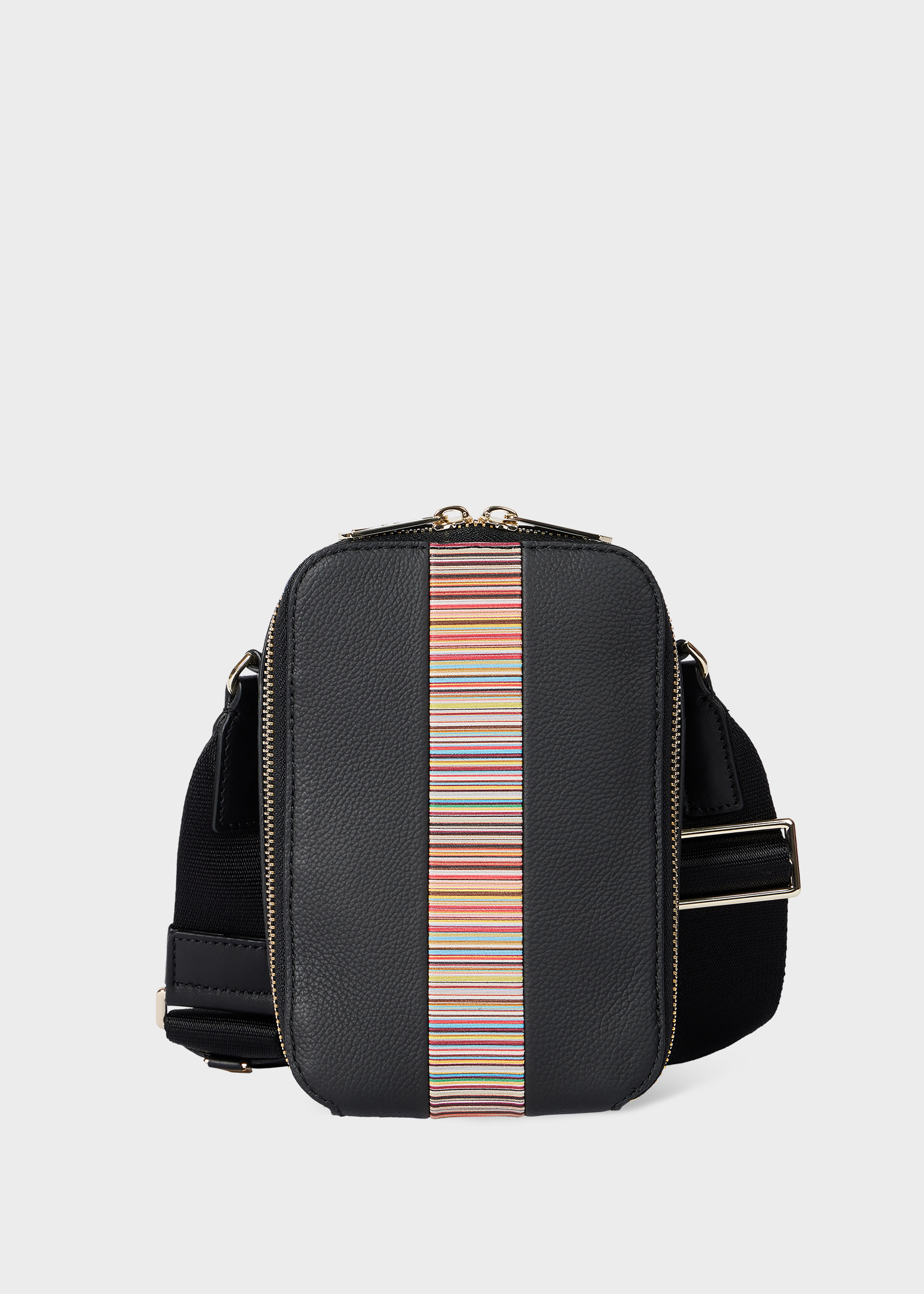 Men's Black Leather 'Signature Stripe' Trim Flight Bag