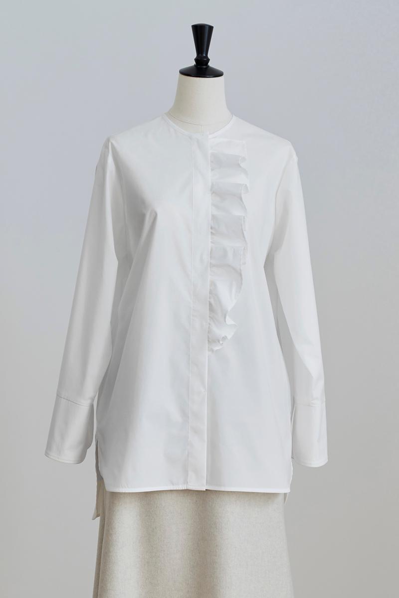 yori(ヨリ)の「【2020AW】ノーカラーフリルシャツ」 - PARTE