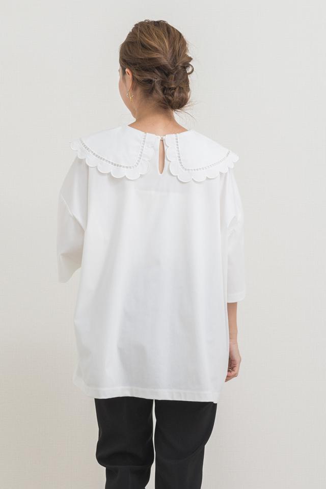 yori(ヨリ)の「スカラップカラーカットソー【2021SP】2月上旬入荷