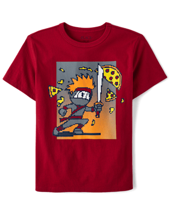 Boys Short Sleeve Pizza Ninja Graphic Tee - RED | The Children's Place
