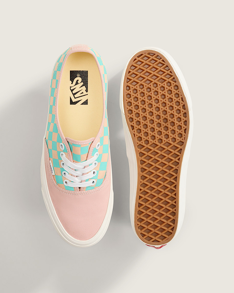 Premium Authentic Checkerboard Shoe en Sepia Rose Pink / Teal Blue
