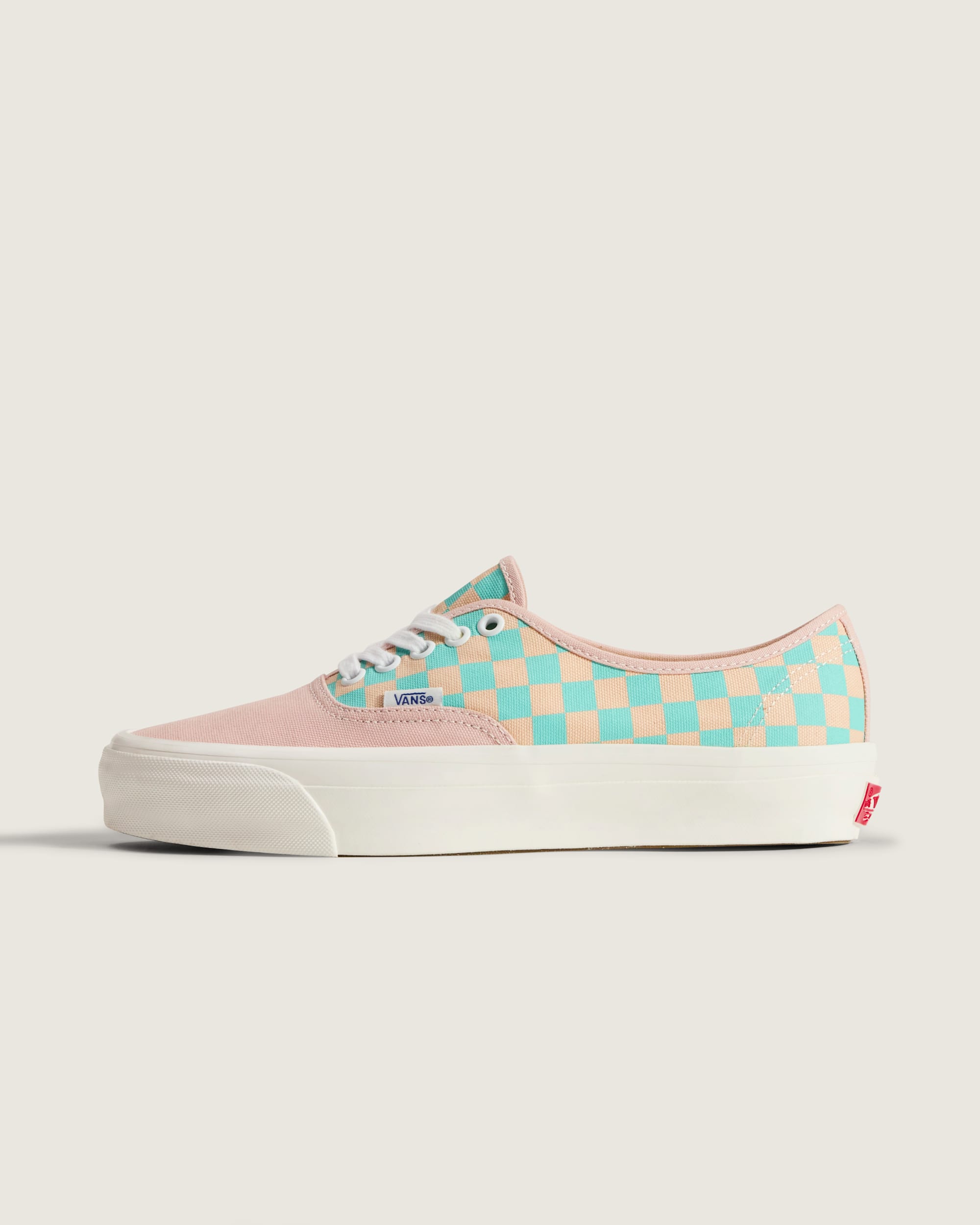 Premium Authentic Checkerboard Shoe en Sepia Rose Pink / Teal Blue