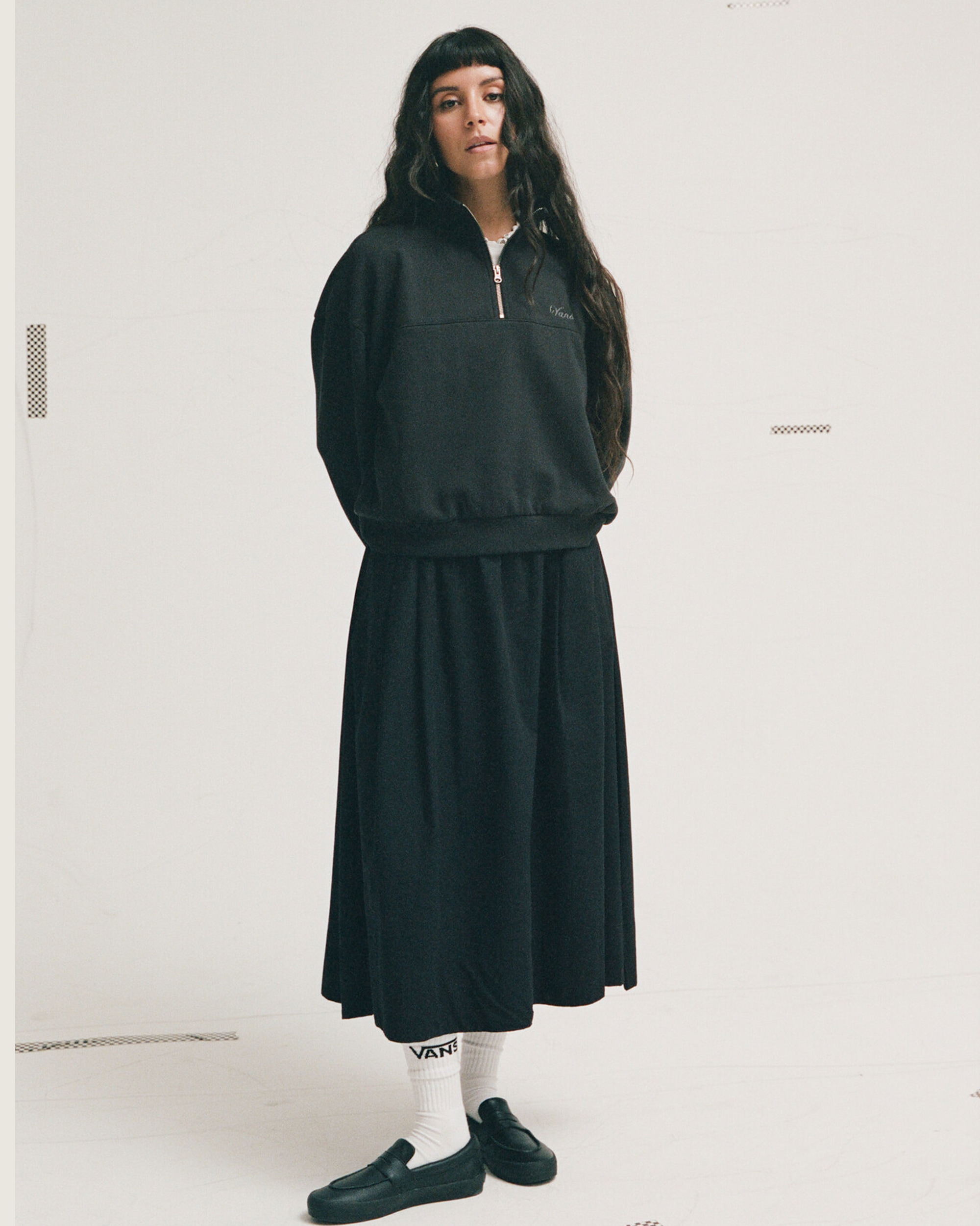 Script Logo Mock Neck Sweatshirt in Black | Vans
