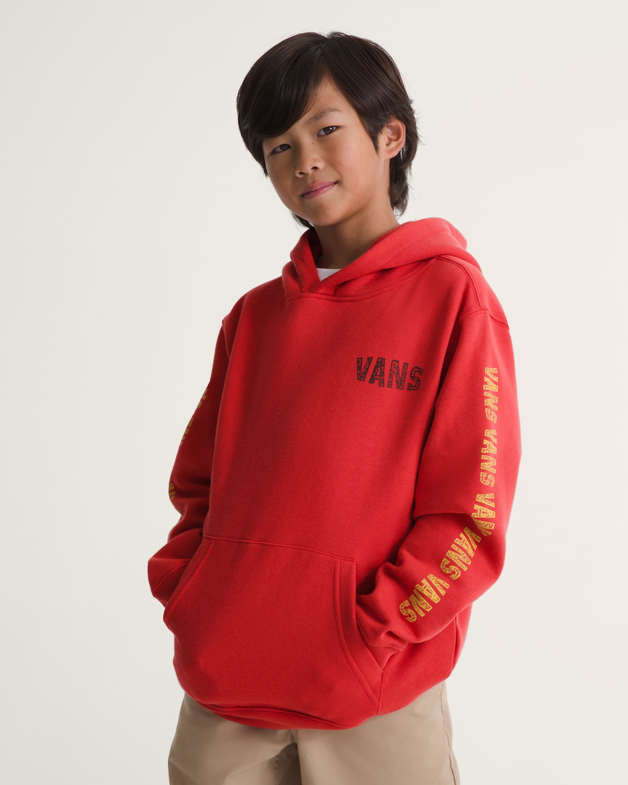 Kids Racing Flames Pullover Hoodie in Crimson Haze Red | Vans
