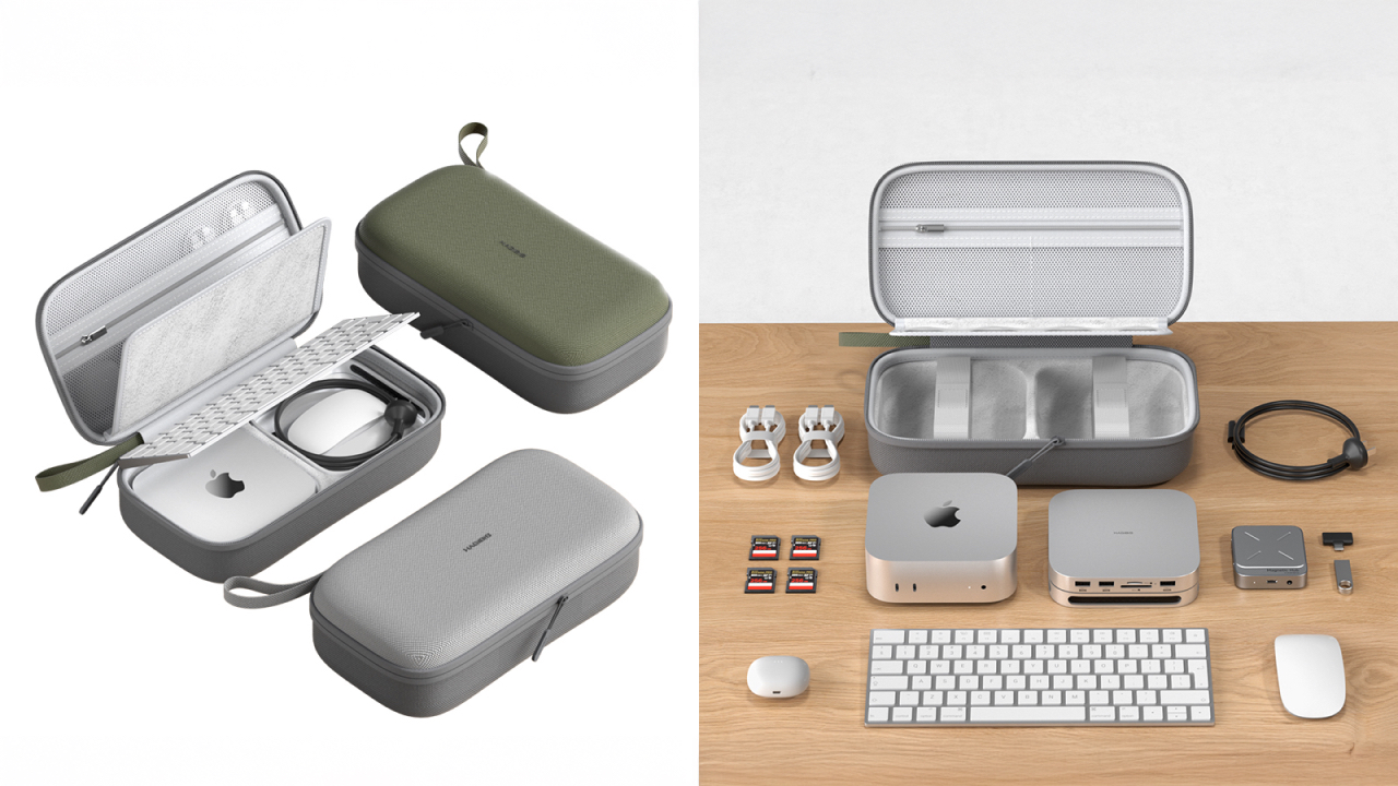 Mac mini (2024)とキーボードやマウスなどのアクセサリーを収納して