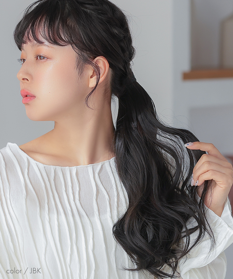 ポニーテールウィッグ/ヘアピンいらず5秒ポニー ミックスカール [wgt819]