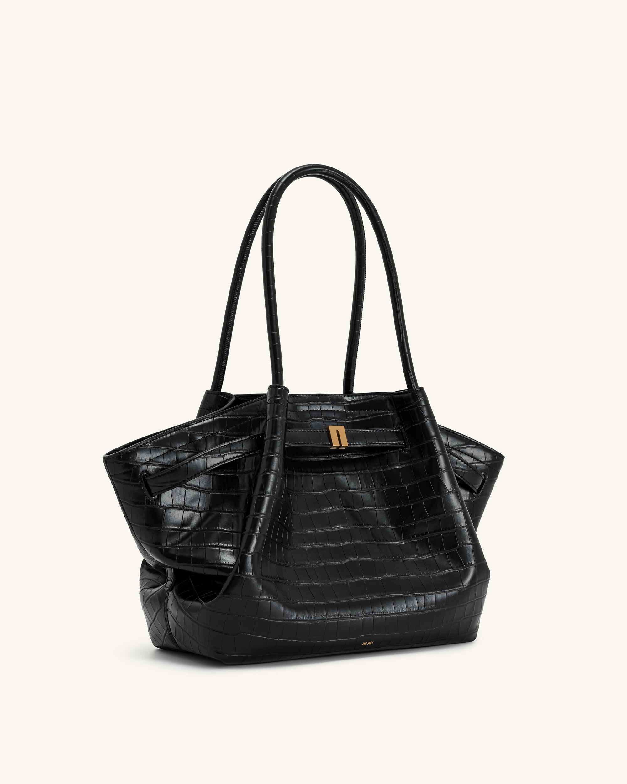 Hana Medium Tote Bag - Black Croc | JW PEI