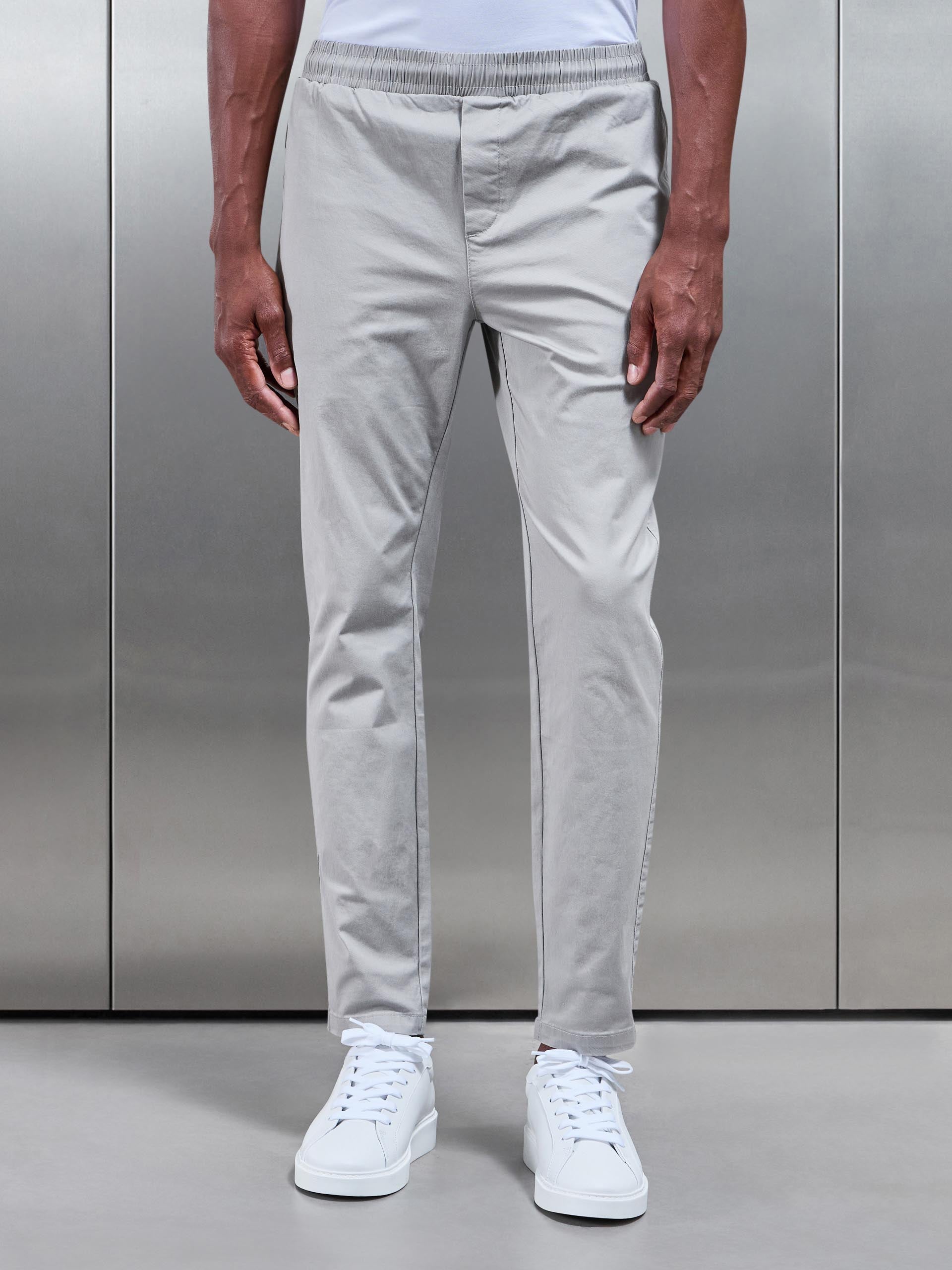 Tailored Drawstring Chino Trouser in Stone | ARNE UK