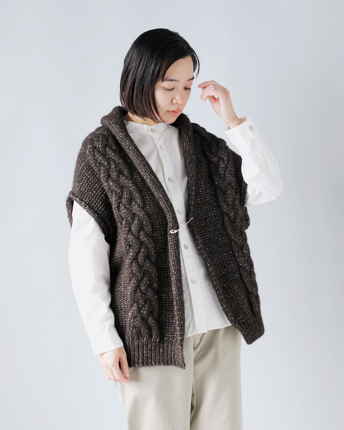 maison de soil メゾン ド ソイル 3GG アラン ピン付き ニット ベスト