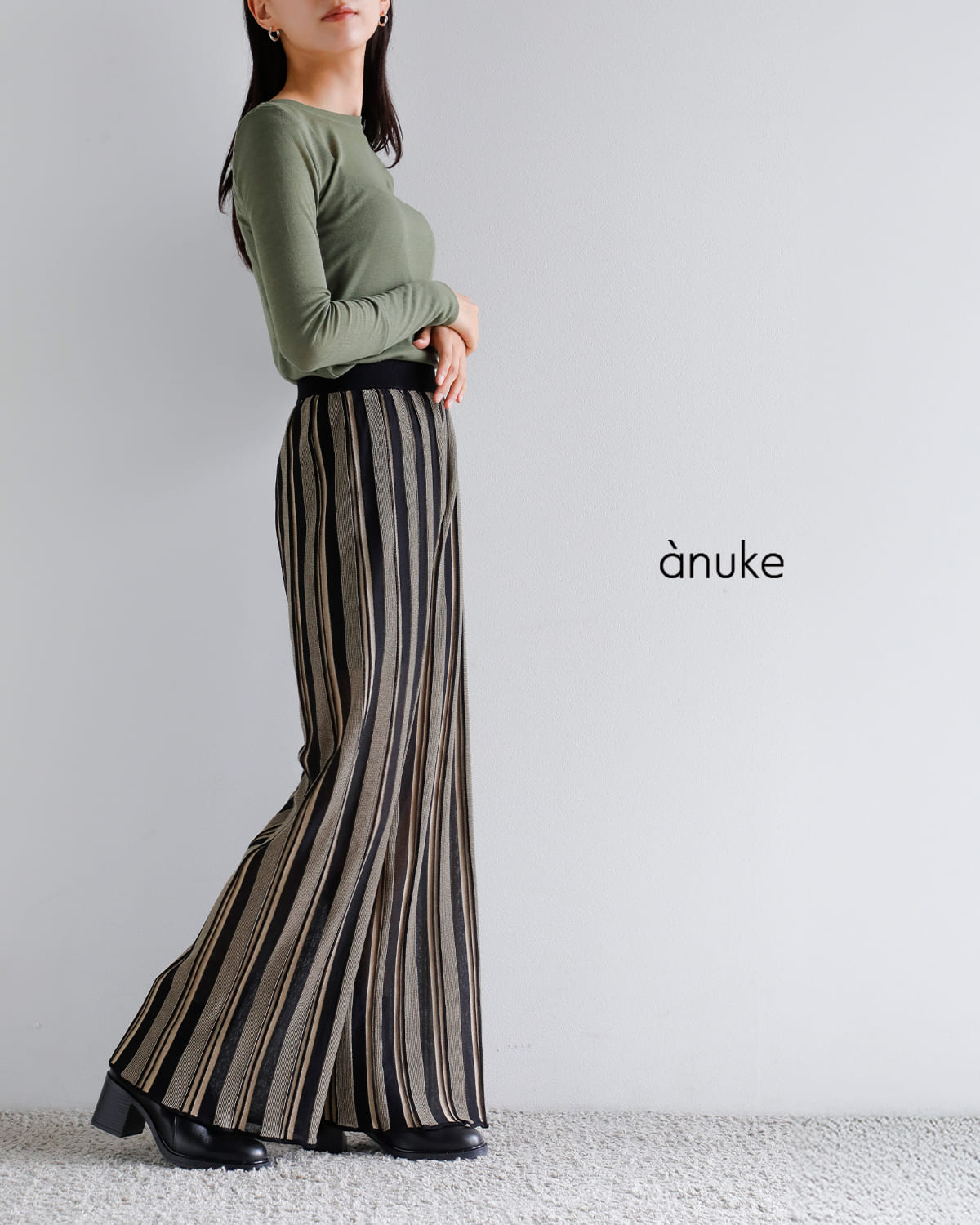 50%OFF】anuke アンヌーク ストライプ ニット パンツ “Stripe Knit