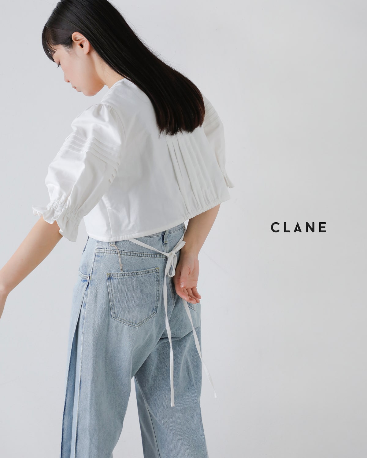 40%OFF】CLANE クラネ ピンタック クロップド ブラウス 18122-4212-kk