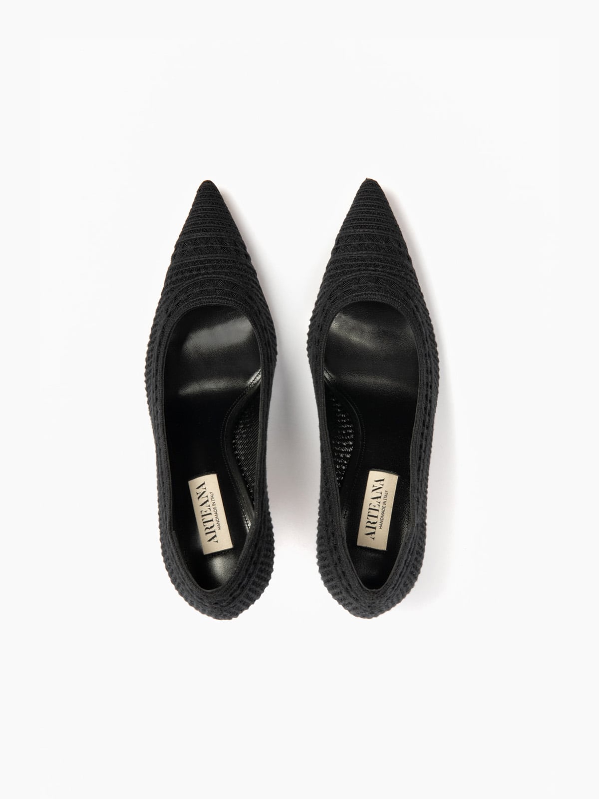 ARTEANA - Black Mid Heel Pump With Crochet Mesh - Trieste 75 Pump