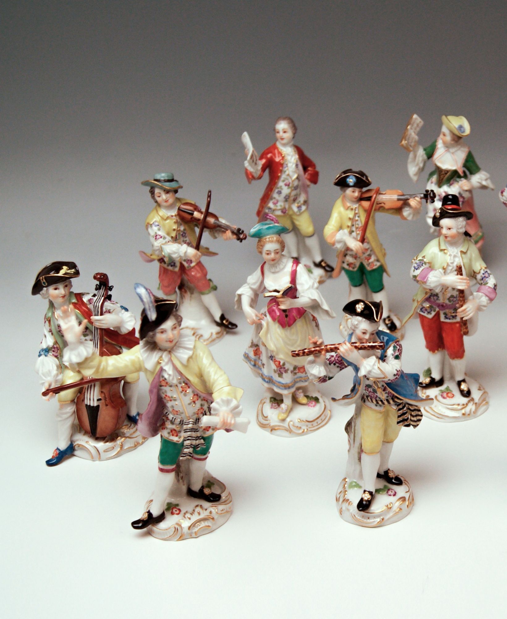 Meissen Gallant Orchestra Complete 16 Figurines by Johann J