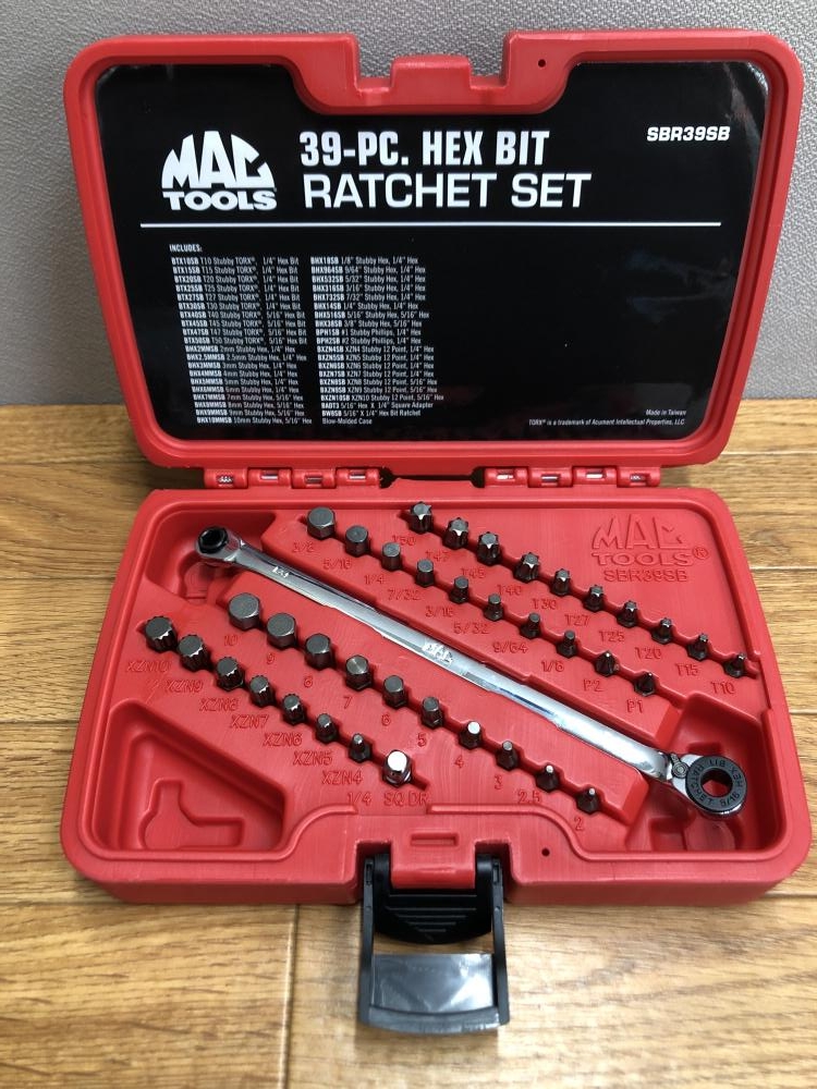 MACTOOLS 39Pc.ラチェット&スタッビビットセット SBR39SBの中古 未使用