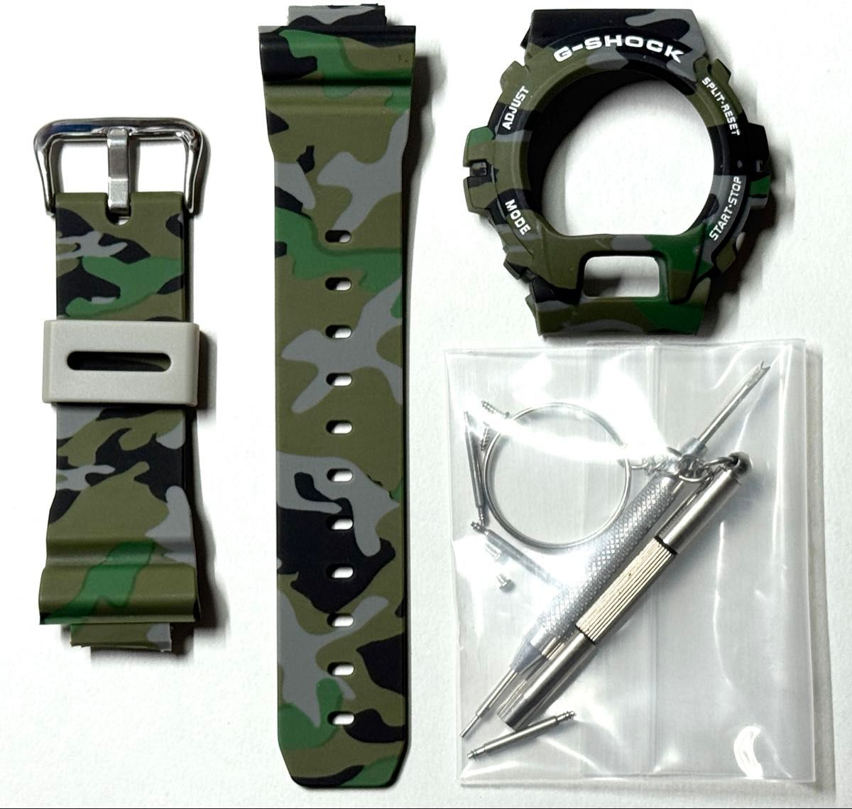 G-SHOCK DW-6900 ベゼル ベルト セット 緑迷彩/ホワイト