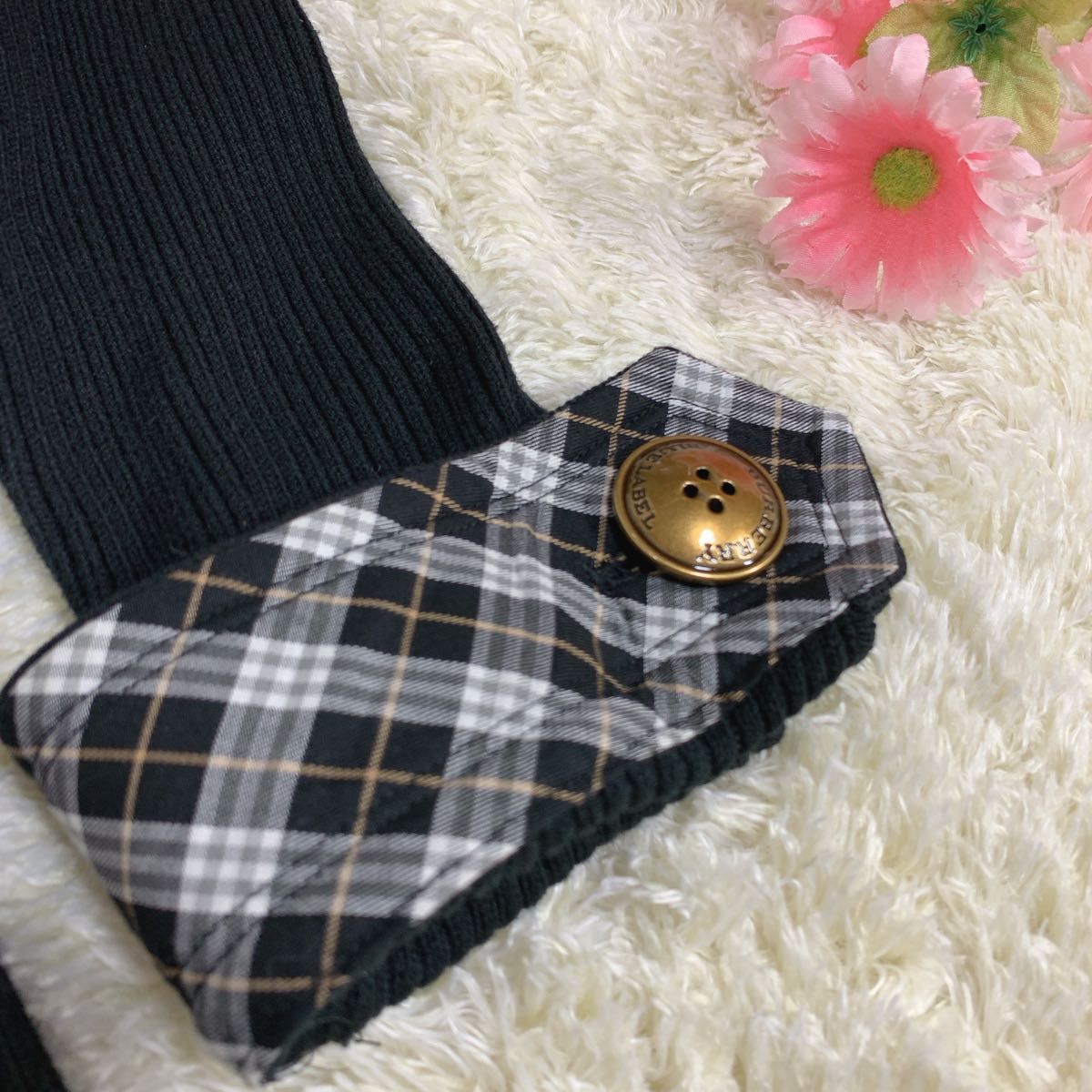 BURBERRY バーバリーブルーレーベル 綿ニットワンピース 金ボタン 38