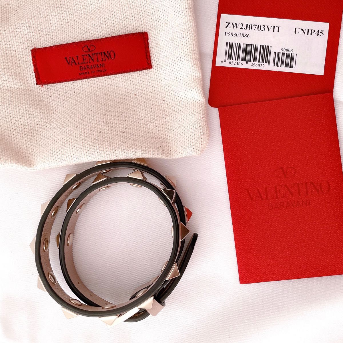 valentino ヴァレンティノ 2連 レザー ブレスレット バングル ロック