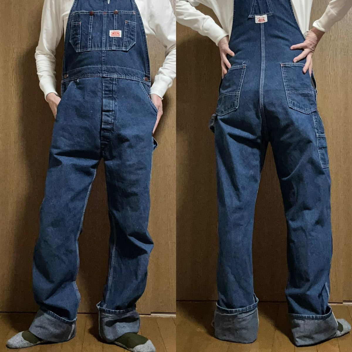 W85〜175cm-L相当 USA製ラウンドハウス 古着ペインターオーバーオール