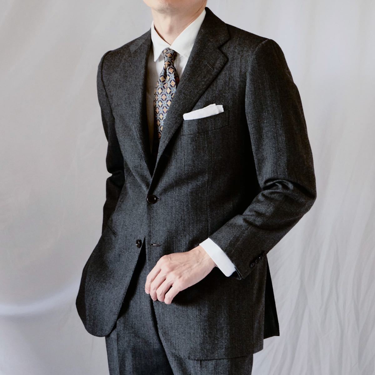 絶品Cesare Attolini Napoli チェーザレアットリーニ カシミア混グレー