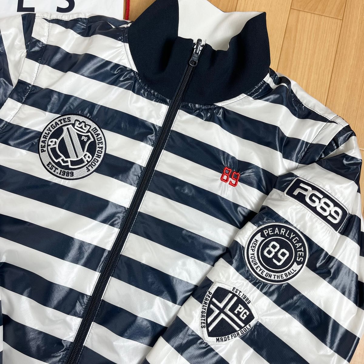 美品 パーリーゲイツ 4WAY 中綿ワッペンリバーシブルブルゾン スニード