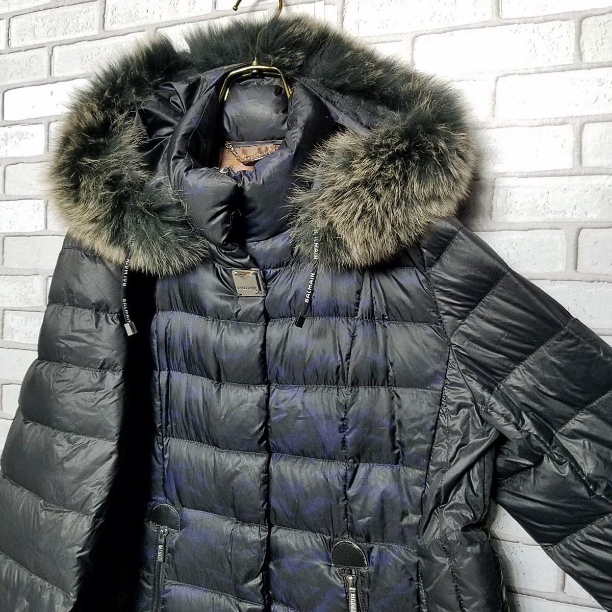 BALMAIN】バルマン ダウンコート ミドル丈 ブルーフォックスファー