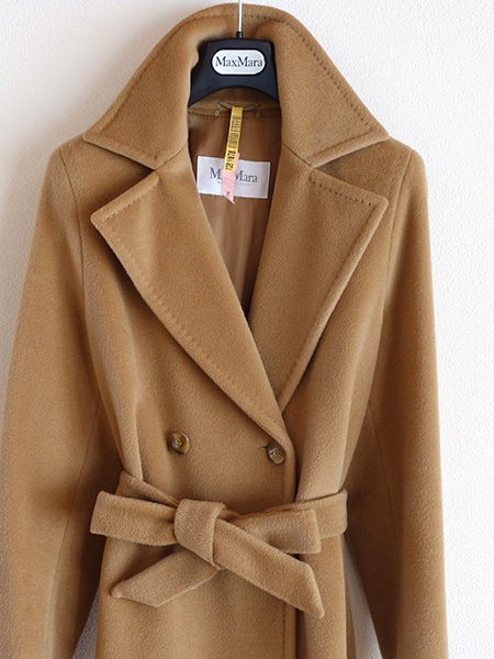 MaxMara マックスマーラカシミアウールベルテッドコート 白タグ38