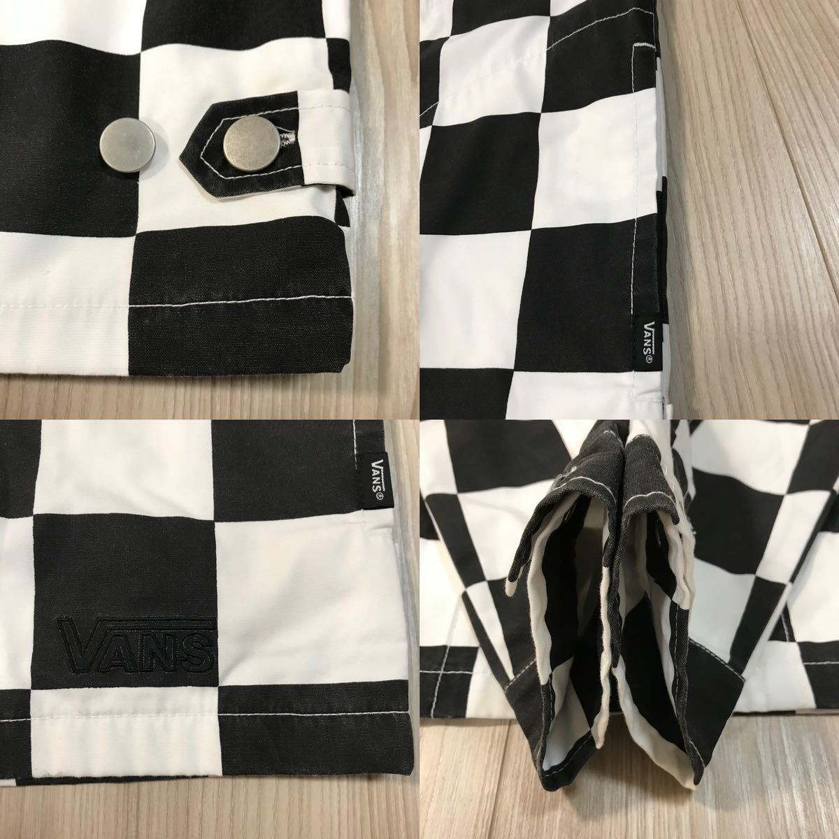 VANS L バンズ チェッカー フラッグ ノーカラー ジャケット シャツ