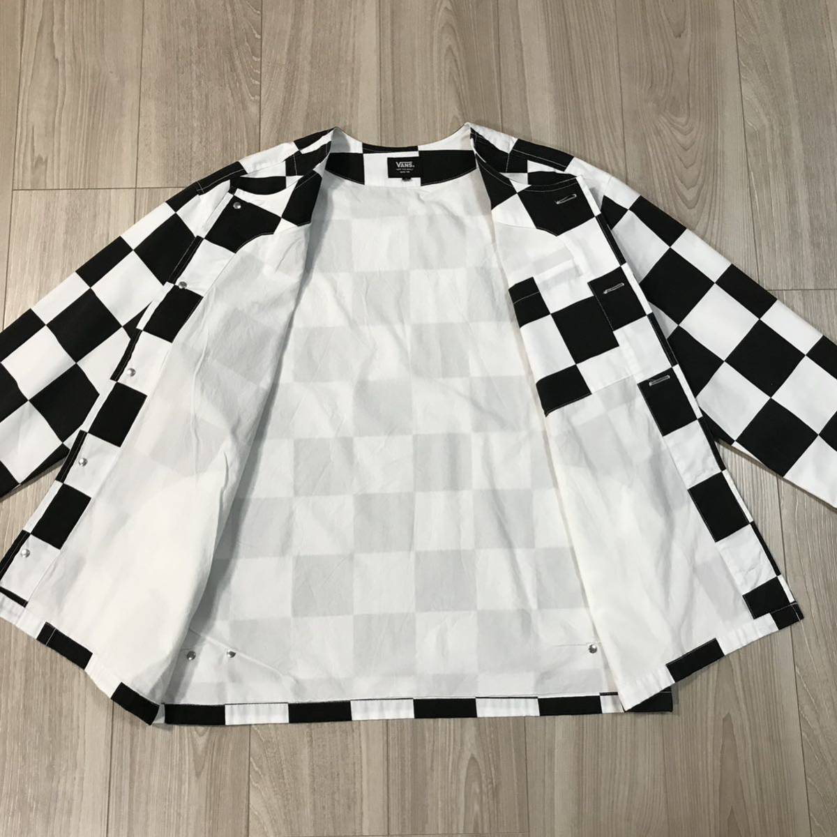 VANS L バンズ チェッカー フラッグ ノーカラー ジャケット シャツ