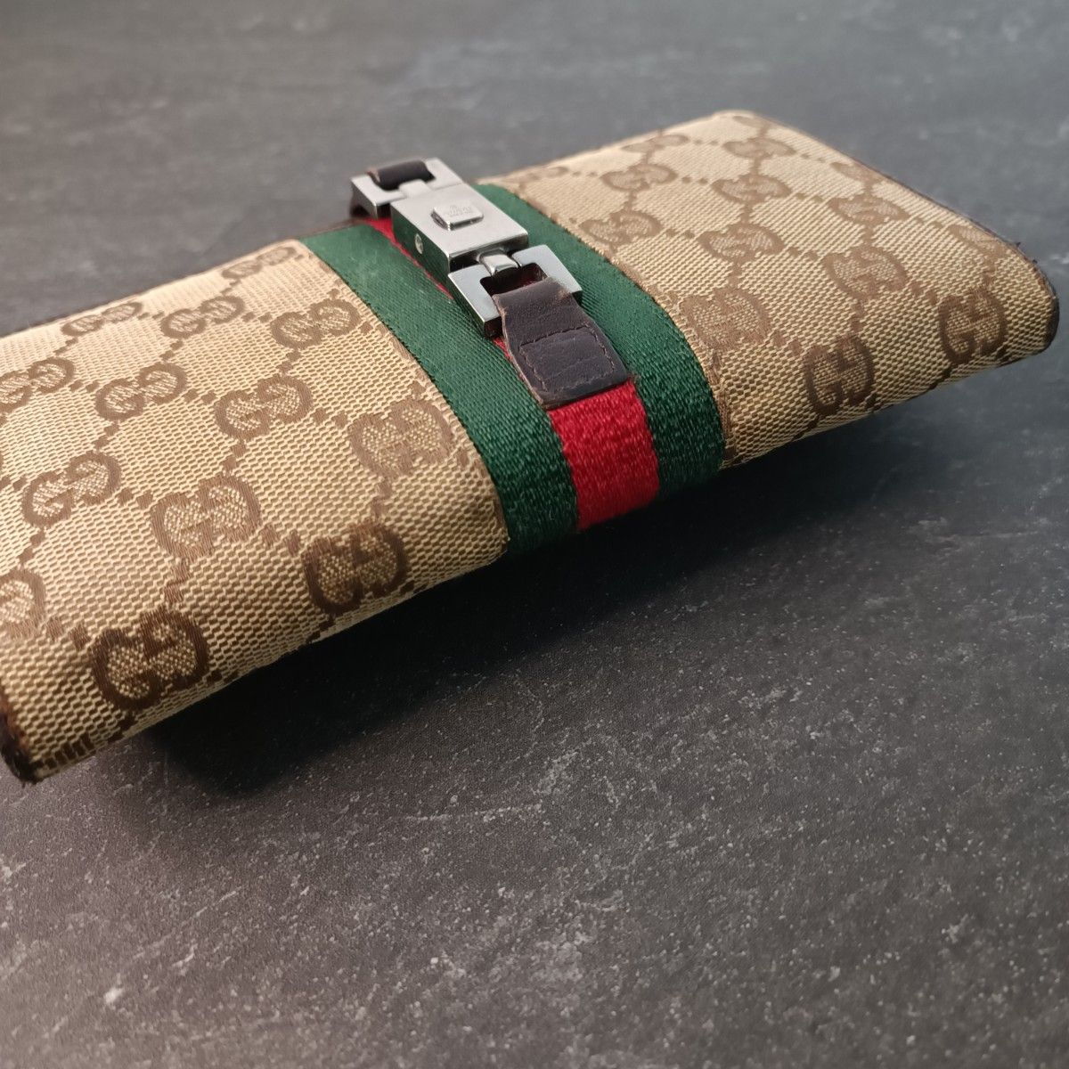 美品】 GUCCI グッチ 長財布 シェリーライン ジャッキー 折財布｜Yahoo