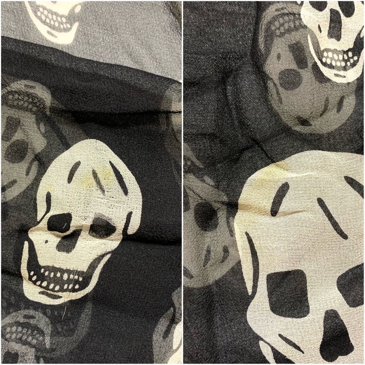 アレキサンダーマックイーン ALEXANDER McQUEEN スカル柄 大判 シルク
