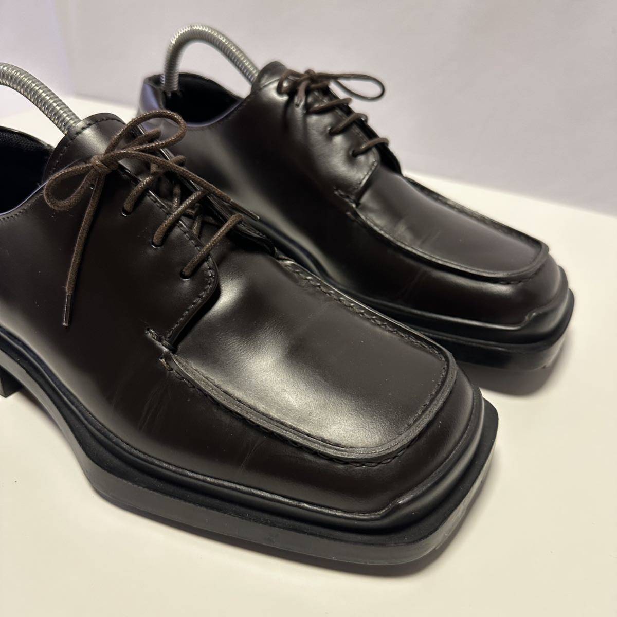 希少 PRADA プラダ ローファー スクエアトゥ レザー メンズ 7 シューズ