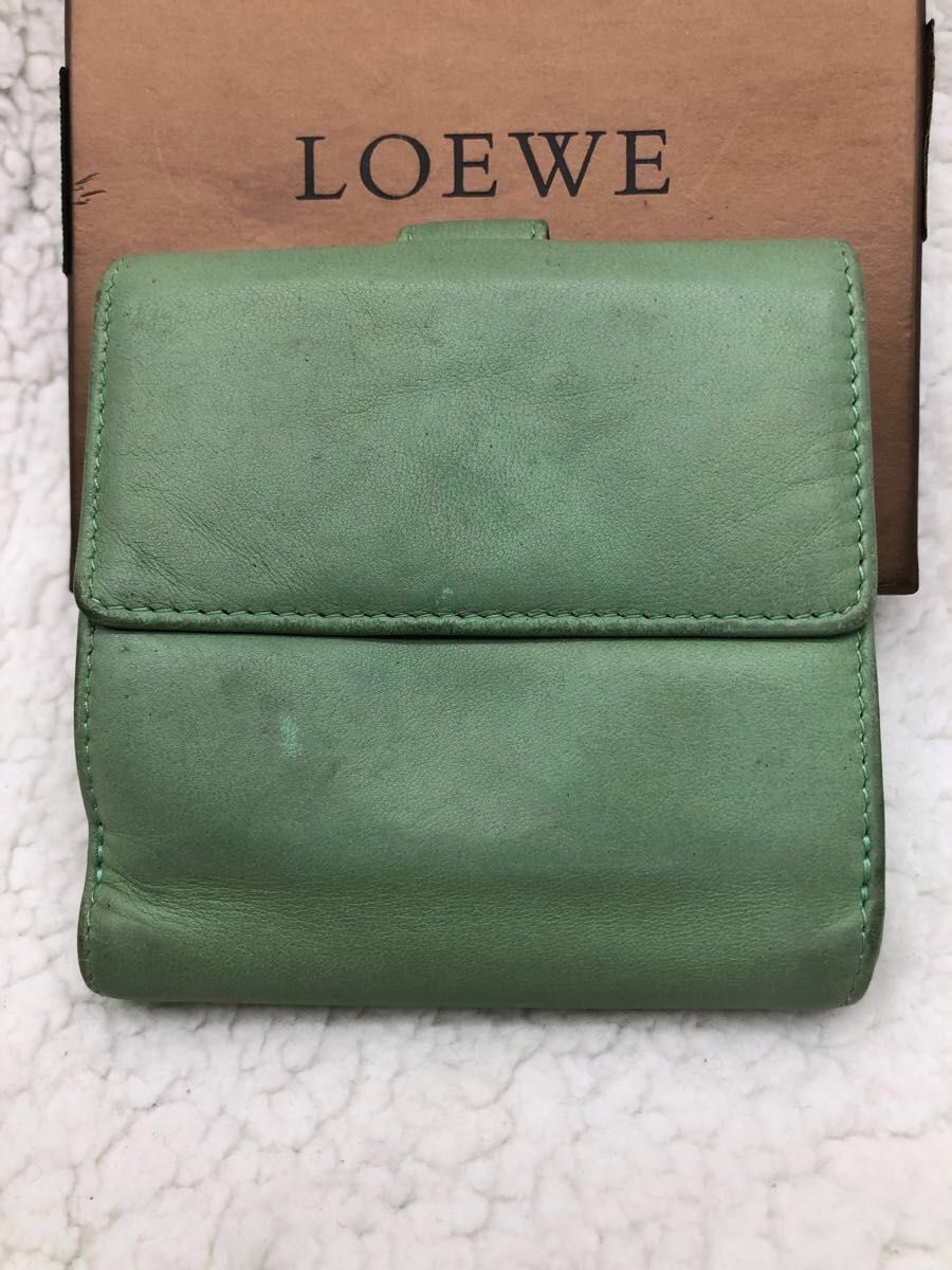 LOEWE ロエベ アナグラム ナッパレザー 二つ折り財布 若草色 シリアル