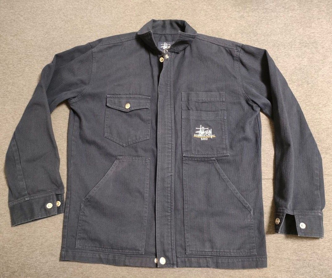 OLD STUSSY S80 ヘリンボーン ワークジャケット 紺タグ 90s｜Yahoo