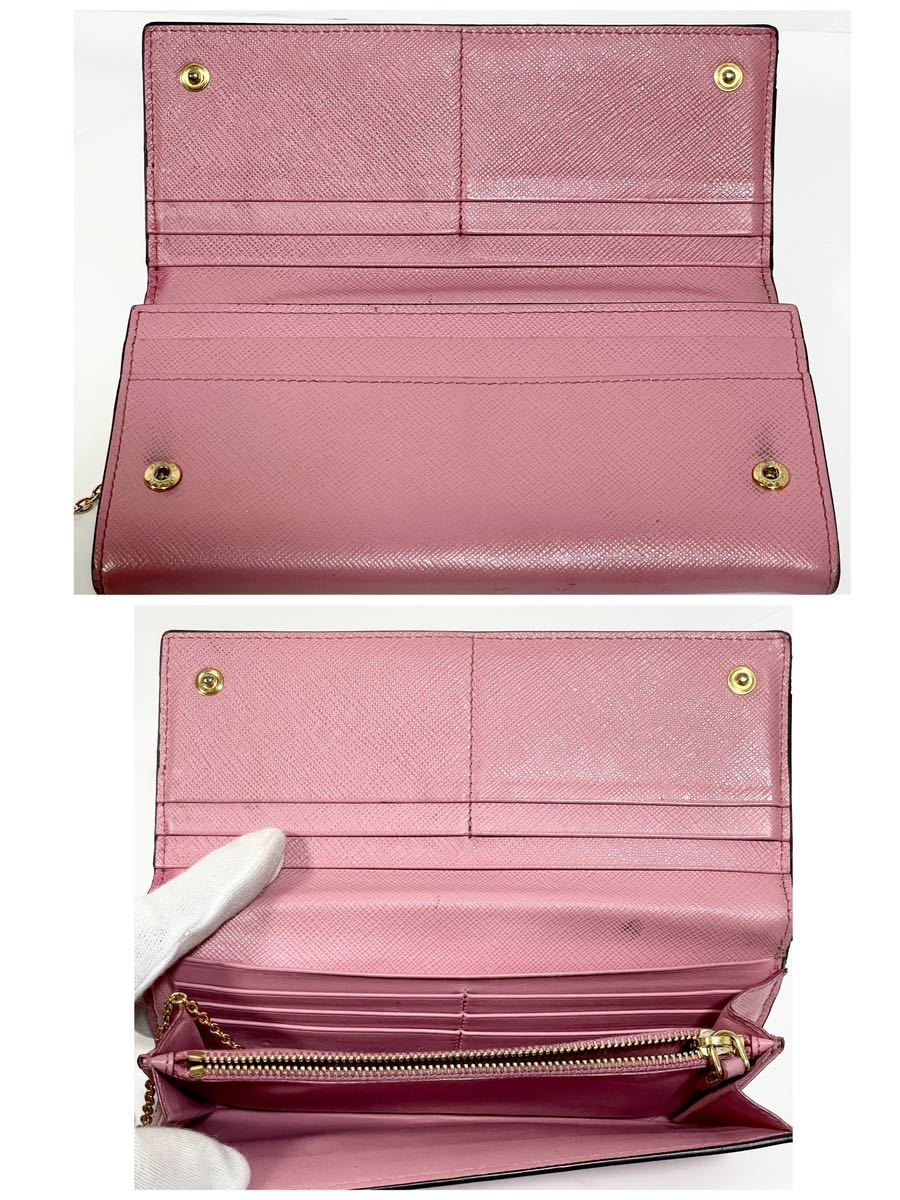 超希少 美品 PRADA サフィアーノレザー ロングフラップ長財布 ギザギザ