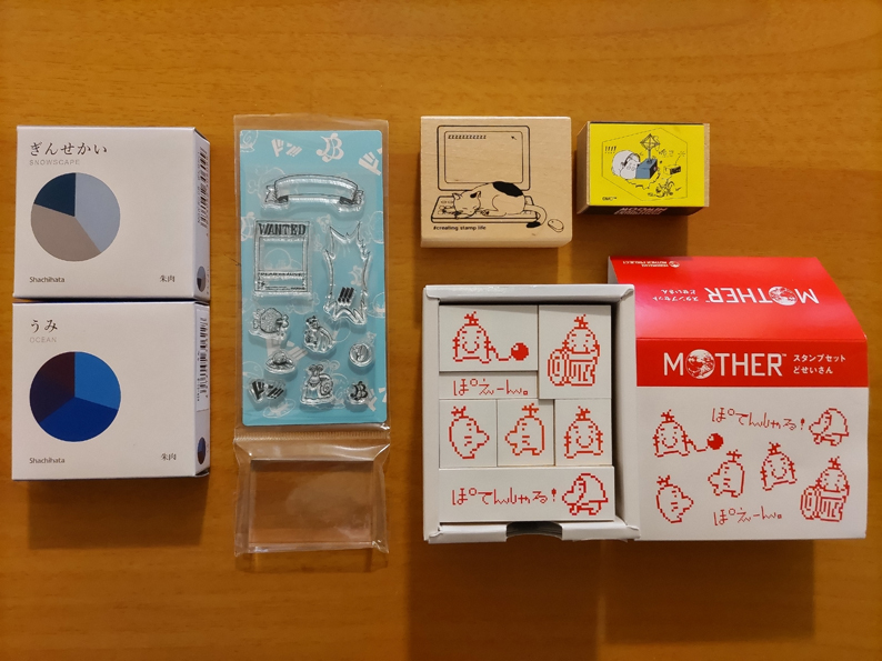 わたしのいろシリーズスタンプ台・ほぼ日スタンプセットどせいさん他