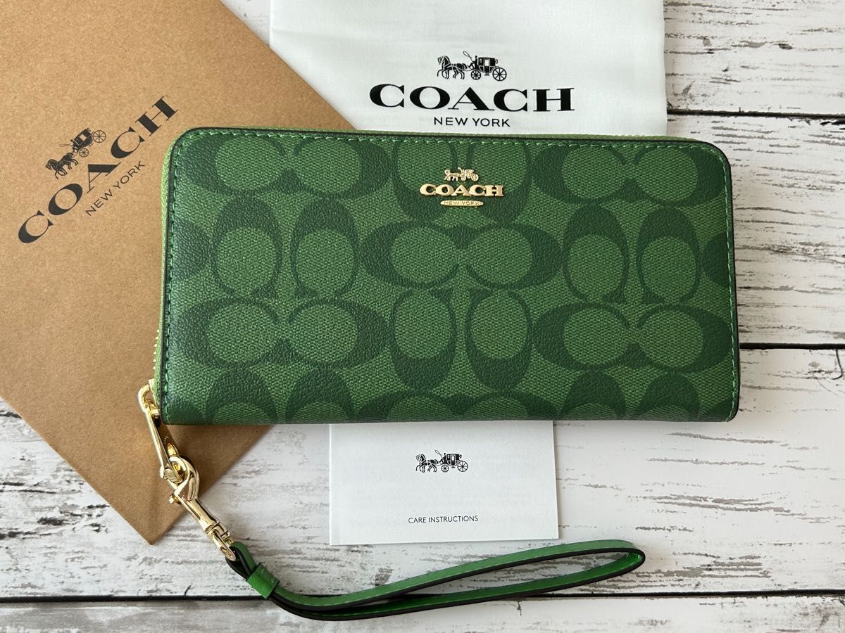 新品未使用】COACH コーチ長財布 シグネチャー グリーン｜Yahoo!フリマ