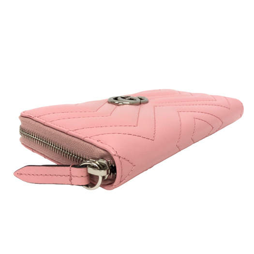 GUCCI】 長財布/ピンク レザー GGマーモント