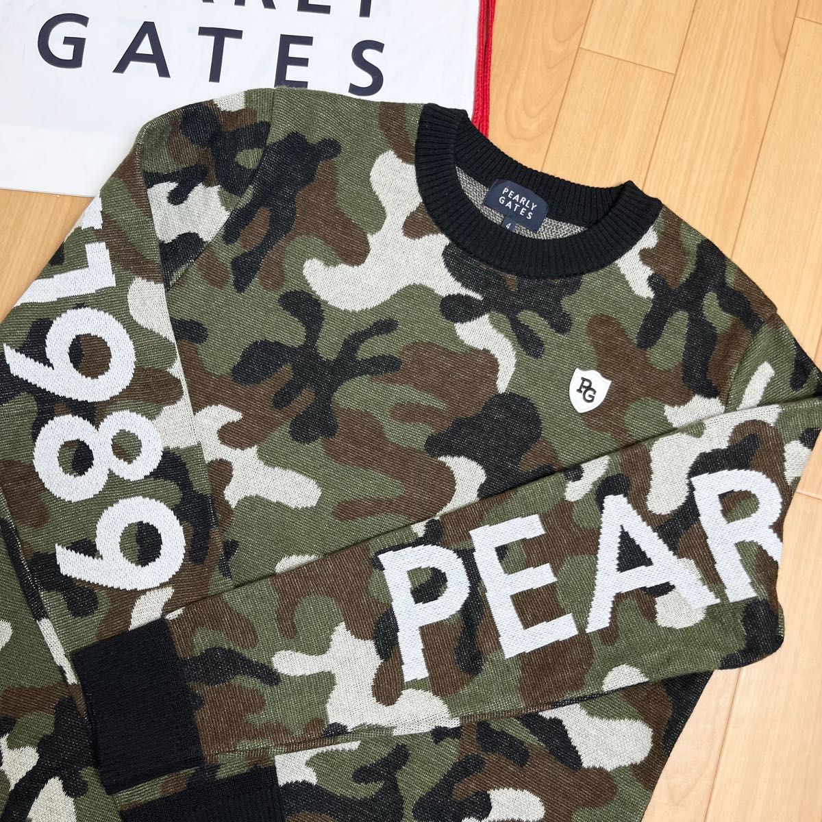 極美品 パーリーゲイツ カモフラ 迷彩柄 ニットセーター ジャケット