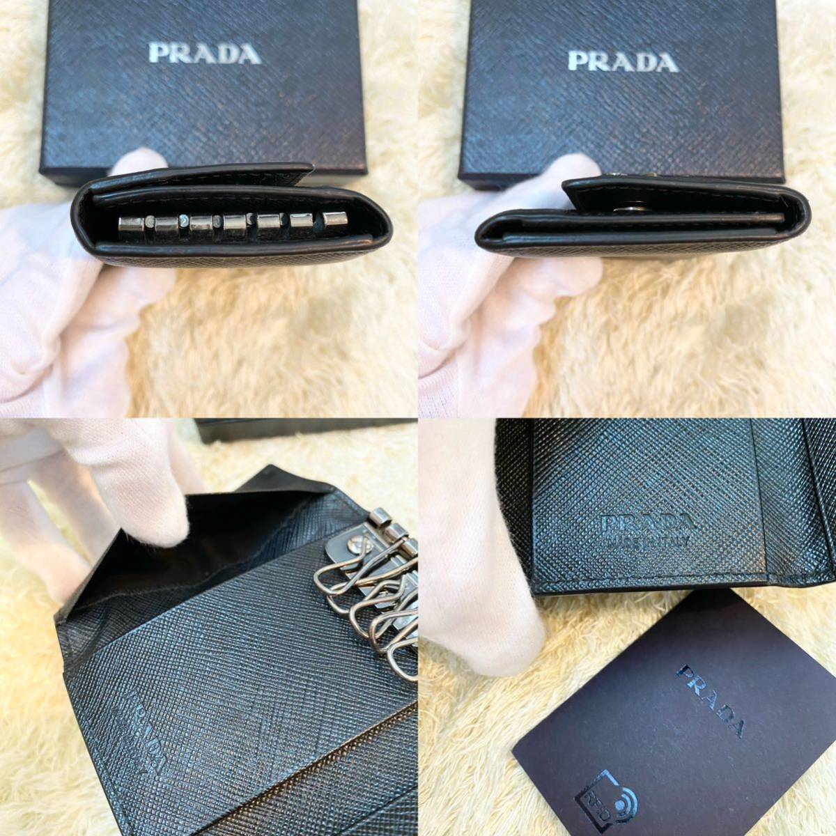 新型RFID搭載 プラダ PRADA キーケース サフィアーノレザー 三角ロゴ