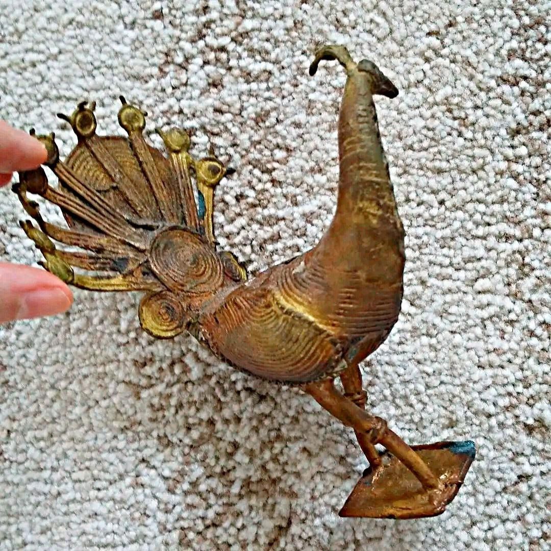 インド 孔雀 置物 ヴィンテージ 古美術 アジアン雑貨 エスニック