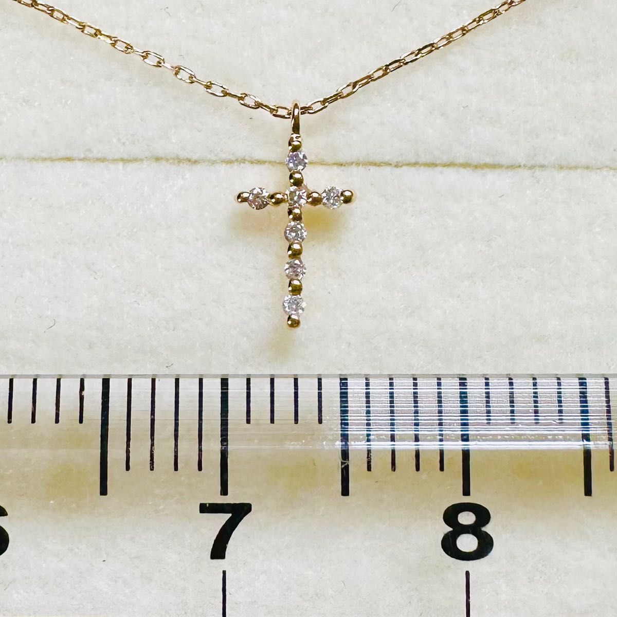 ヴァンドームアオヤマ K10 YG ダイヤモンド クロス ネックレス 刻印