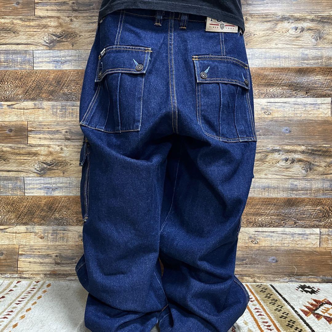 FUBU フブ バギーデニム カーゴパンツ ストリート 古着 w32 青 ブルー